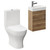 Napoli Compact Tobacco Oak 400mm Cloakroom Vanity Unit and Toilet Suite including Jubilee Open Back Toilet and Wall Mounted Vanity Unit with Single Door and Chrome Handle Left Hand View