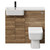 Napoli Combination Tobacco Oak 1000mm Vanity Unit Toilet Suite with Left Hand Round Semi Recessed 1 Tap Hole Basin and 2 Doors with Matt Black Handles Front View