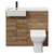 Napoli Combination Tobacco Oak 1000mm Vanity Unit Toilet Suite with Left Hand Square Semi Recessed 1 Tap Hole Basin and 2 Doors with Matt Black Handles Front View