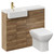 Napoli Combination Tobacco Oak 1000mm Vanity Unit Toilet Suite with Left Hand Square Semi Recessed 1 Tap Hole Basin and 2 Doors with Brushed Brass Handles Left Hand View