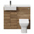 Napoli Combination Tobacco Oak 1000mm Vanity Unit Toilet Suite with Left Hand Square Semi Recessed 1 Tap Hole Basin and 2 Doors with Gunmetal Grey Handles Front View