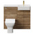 Napoli Combination Tobacco Oak 1000mm Vanity Unit Toilet Suite with Right Hand Square Semi Recessed 1 Tap Hole Basin and 2 Doors with Brushed Brass Handles Front View