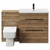 Napoli 390 Tobacco Oak 1300mm Vanity Unit Toilet Suite with 1 Tap Hole Glide Basin and 2 Drawers with Matt Black Handles Front View