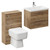 Napoli 390 Tobacco Oak 1100mm Wall Mounted Vanity Unit Toilet Suite with 1 Tap Hole Glide Basin and 2 Drawers with Chrome Handles Left Hand View
