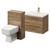 Napoli 390 Tobacco Oak 1100mm Wall Mounted Vanity Unit Toilet Suite with 1 Tap Hole Glide Basin and 2 Drawers with Brushed Brass Handles Right Hand View