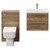 Napoli 390 Tobacco Oak 1100mm Wall Mounted Vanity Unit Toilet Suite with 1 Tap Hole Glide Basin and 2 Drawers with Brushed Brass Handles Front View