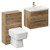 Napoli 390 Tobacco Oak 1100mm Wall Mounted Vanity Unit Toilet Suite with 1 Tap Hole Glide Basin and 2 Drawers with Brushed Brass Handles Left Hand View