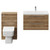 Napoli 390 Tobacco Oak 1300mm Wall Mounted Vanity Unit Toilet Suite with 1 Tap Hole Glide Basin and 2 Drawers with Chrome Handles Front View