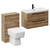 Napoli 390 Tobacco Oak 1300mm Wall Mounted Vanity Unit Toilet Suite with 1 Tap Hole Glide Basin and 2 Drawers with Matt Black Handles Left Hand View