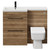 Napoli 390 Combination Tobacco Oak 1100mm Vanity Unit Toilet Suite with Left Hand L Shaped 1 Tap Hole Basin and 2 Drawers with Matt Black Handles Front View