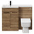 Napoli 390 Combination Tobacco Oak 1100mm Vanity Unit Toilet Suite with Left Hand L Shaped 1 Tap Hole Basin and 2 Doors with Matt Black Handles Front View