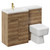 Napoli 390 Combination Tobacco Oak 1100mm Vanity Unit Toilet Suite with Left Hand L Shaped 1 Tap Hole Basin and 2 Doors with Brushed Brass Handles Left Hand View