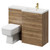 Napoli 390 Combination Tobacco Oak 1100mm Vanity Unit Toilet Suite with Right Hand L Shaped 1 Tap Hole Basin and 2 Drawers with Brushed Brass Handles Right Hand View