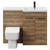 Napoli 390 Combination Tobacco Oak 1100mm Vanity Unit Toilet Suite with Right Hand L Shaped 1 Tap Hole Basin and 2 Doors with Matt Black Handles Front View