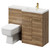 Napoli 390 Combination Tobacco Oak 1100mm Vanity Unit Toilet Suite with Right Hand L Shaped 1 Tap Hole Basin and 2 Doors with Brushed Brass Handles Right Hand View