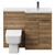 Napoli 390 Combination Tobacco Oak 1100mm Vanity Unit Toilet Suite with Right Hand L Shaped 1 Tap Hole Basin and 2 Doors with Gunmetal Grey Handles Front View