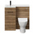 Napoli Combination Tobacco Oak 900mm Vanity Unit Toilet Suite with Left Hand L Shaped 1 Tap Hole Round Basin and Single Door with Matt Black Handle Front View