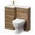 Napoli Combination Tobacco Oak 900mm Vanity Unit Toilet Suite with Left Hand L Shaped 1 Tap Hole Round Basin and Single Door with Brushed Brass Handle Right Hand View
