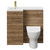 Napoli Combination Tobacco Oak 900mm Vanity Unit Toilet Suite with Left Hand L Shaped 1 Tap Hole Round Basin and Single Door with Brushed Brass Handle Front View