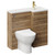 Napoli Combination Tobacco Oak 900mm Vanity Unit Toilet Suite with Right Hand L Shaped 1 Tap Hole Round Basin and Single Door with Brushed Brass Handle Left Hand View