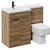 Napoli Combination Tobacco Oak 1100mm Vanity Unit Toilet Suite with Left Hand L Shaped 1 Tap Hole Basin and 2 Doors with Matt Black Handles Left Hand View