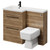 Napoli Combination Tobacco Oak 1100mm Vanity Unit Toilet Suite with Left Hand L Shaped 1 Tap Hole Basin and 2 Drawers with Matt Black Handles Right Hand View