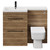 Napoli Combination Tobacco Oak 1100mm Vanity Unit Toilet Suite with Left Hand L Shaped 1 Tap Hole Basin and 2 Drawers with Matt Black Handles Front View