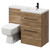 Napoli Combination Tobacco Oak 1100mm Vanity Unit Toilet Suite with Right Hand L Shaped 1 Tap Hole Basin and 2 Drawers with Matt Black Handles Right Hand View