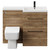 Napoli Combination Tobacco Oak 1100mm Vanity Unit Toilet Suite with Right Hand L Shaped 1 Tap Hole Basin and 2 Drawers with Matt Black Handles Front View
