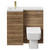 Napoli Combination Tobacco Oak 900mm Vanity Unit Toilet Suite with Left Hand L Shaped 1 Tap Hole Basin and Single Door with Brushed Brass Handle Front View