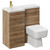Napoli Combination Tobacco Oak 900mm Vanity Unit Toilet Suite with Left Hand L Shaped 1 Tap Hole Basin and Single Door with Brushed Brass Handle Left Hand View