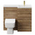 Napoli Combination Tobacco Oak 1000mm Vanity Unit Toilet Suite with Right Hand L Shaped 1 Tap Hole Basin and 2 Drawers with Brushed Brass Handles Front View