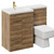 Napoli Combination Tobacco Oak 1100mm Vanity Unit Toilet Suite with Left Hand L Shaped 1 Tap Hole Basin and 2 Doors with Brushed Brass Handles Left Hand View