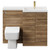 Napoli Combination Tobacco Oak 1100mm Vanity Unit Toilet Suite with Right Hand L Shaped 1 Tap Hole Basin and 2 Doors with Brushed Brass Handles Front View