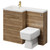 Napoli Combination Tobacco Oak 1100mm Vanity Unit Toilet Suite with Left Hand L Shaped 1 Tap Hole Basin and 2 Drawers with Brushed Brass Handles Right Hand View
