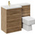 Napoli Combination Tobacco Oak 1100mm Vanity Unit Toilet Suite with Left Hand L Shaped 1 Tap Hole Basin and 2 Drawers with Brushed Brass Handles Left Hand View