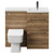 Napoli Combination Tobacco Oak 1000mm Vanity Unit Toilet Suite with Right Hand L Shaped 1 Tap Hole Basin and 2 Drawers with Gunmetal Grey Handles Front View