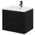 Napoli Matt Black 600mm Wall Mounted Vanity Unit with 1 Tap Hole Minimalist Basin and 2 Drawers with Gunmetal Grey Handles Right Hand View