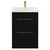 Napoli Matt Black 600mm Floor Standing Vanity Unit with 1 Tap Hole Minimalist Basin and 2 Drawers with Brushed Brass Handles View from Front