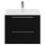 Napoli Matt Black 600mm Wall Mounted Vanity Unit with 1 Tap Hole Minimalist Basin and 2 Drawers with Chrome Handles View from Front