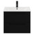 Napoli Matt Black 600mm Wall Mounted Vanity Unit with 1 Tap Hole Minimalist Basin and 2 Drawers with Matt Black Handles View from Front