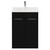 Napoli Matt Black 600mm Floor Standing Vanity Unit with 1 Tap Hole Minimalist Basin and 2 Doors with Chrome Handles View from Front