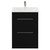 Napoli Matt Black 600mm Floor Standing Vanity Unit with 1 Tap Hole Minimalist Basin and 2 Drawers with Chrome Handles View from Front