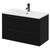 Napoli Matt Black 800mm Wall Mounted Vanity Unit with 1 Tap Hole Minimalist Basin and 2 Drawers with Gunmetal Grey Handles Right Hand View
