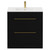 Napoli Matt Black 800mm Floor Standing Vanity Unit with 1 Tap Hole Minimalist Basin and 2 Drawers with Brushed Brass Handles View from Front