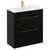 Napoli Matt Black 800mm Floor Standing Vanity Unit with 1 Tap Hole Minimalist Basin and 2 Drawers with Brushed Brass Handles Left Hand View