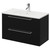 Napoli Matt Black 800mm Wall Mounted Vanity Unit with 1 Tap Hole Minimalist Basin and 2 Drawers with Chrome Handles Right Hand View