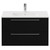 Napoli Matt Black 800mm Wall Mounted Vanity Unit with 1 Tap Hole Minimalist Basin and 2 Drawers with Chrome Handles View from Front