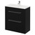 Napoli Matt Black 800mm Floor Standing Vanity Unit with 1 Tap Hole Minimalist Basin and 2 Drawers with Chrome Handles Right Hand View