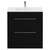 Napoli Matt Black 800mm Floor Standing Vanity Unit with 1 Tap Hole Minimalist Basin and 2 Drawers with Chrome Handles View from Front